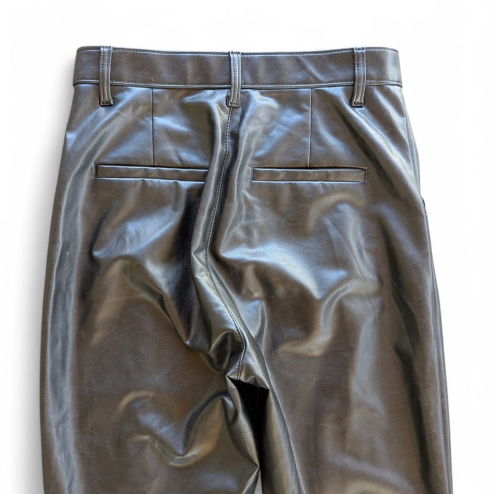 Abercrombie & Fitch Faux Leather Front Split Hem Slim Flare Pants Women's Sz 6 - Picture 10 of 12